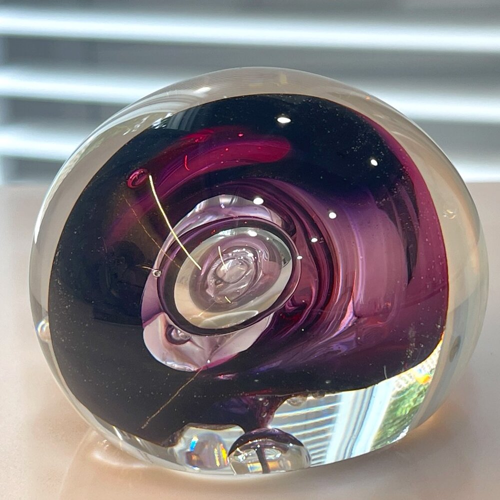 💎 Plum Nebula Form – Signed Karg Studio Art Glass Sculpture